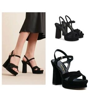 Ferragamo Women's Sonya Suede Ankle Strap Platform Sandals Size 5.5